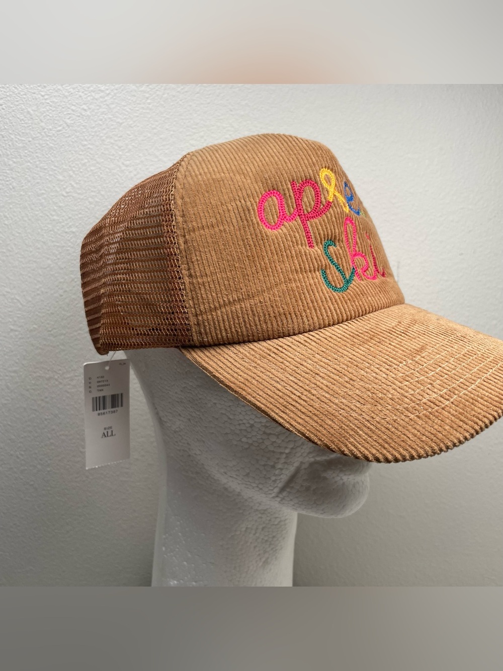 NEW Anthropologie Cap Worn/West Après Ski Corduroy Trucker Hat Brown OS Gorpcore